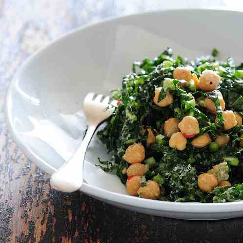 green chickpea salad