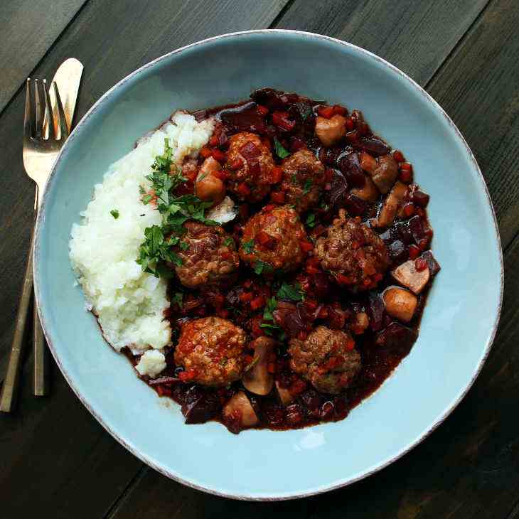 AIP Slow Cooker Lamb Beet Meatballs Recipe