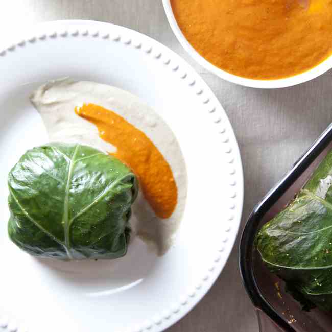 Collard Wraps with Mushrooms & Wild Rice