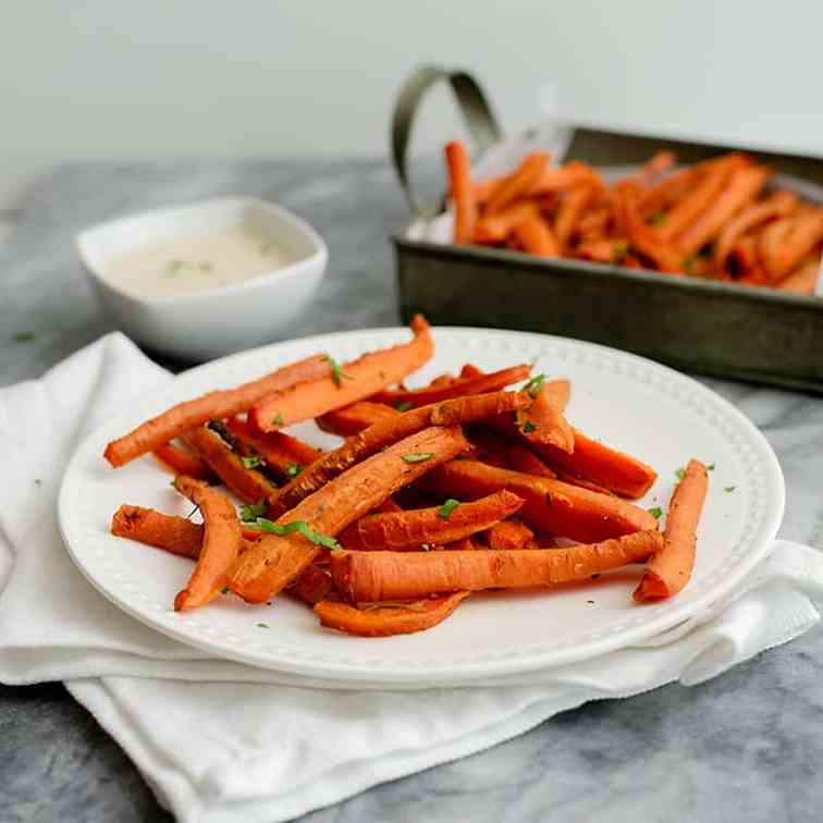 Spicy Curry Oven Baked Carrot Fries