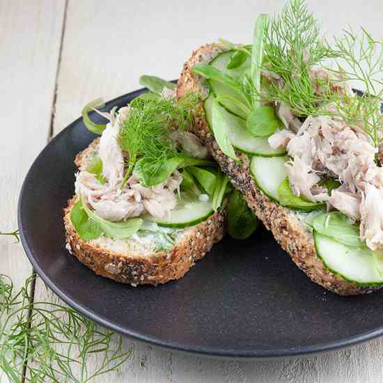 Smoked mackerel and dill sandwich