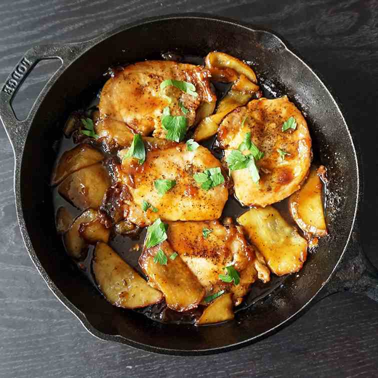 One pan apricot rosemary pork chops