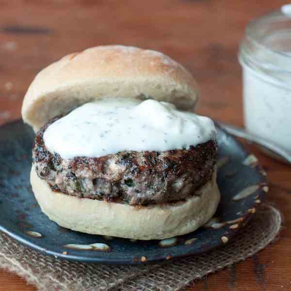 Feta Basil and Mint Lamb Burgers