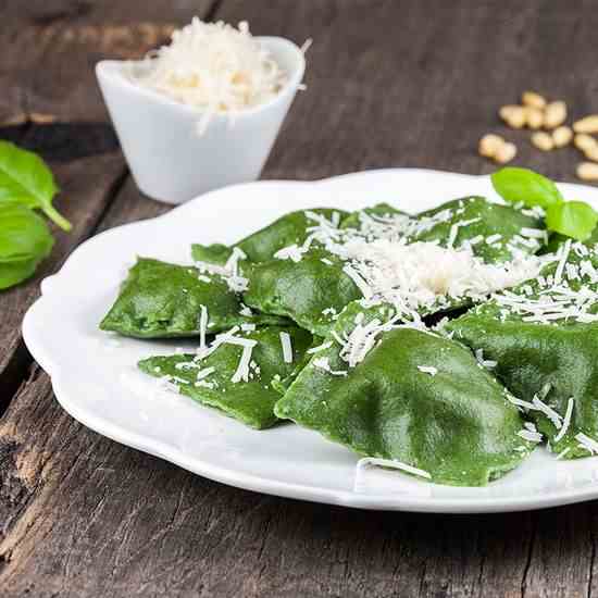 Spinach and ricotta ravioli