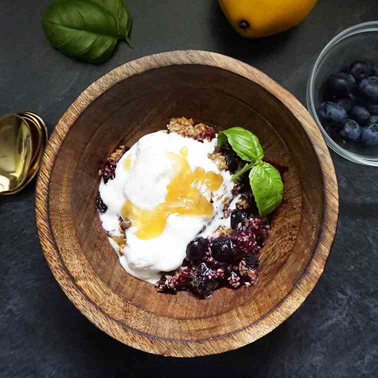 Blueberry basil crisp with lemon