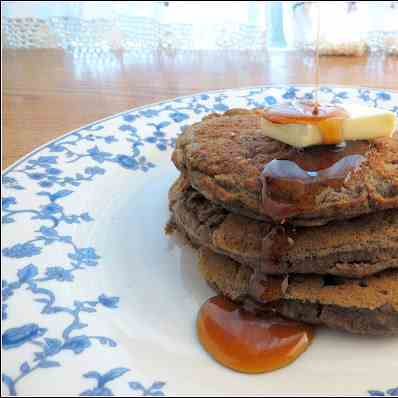 Blue Cornmeal-Buckwheat-Sunflower Pancakes