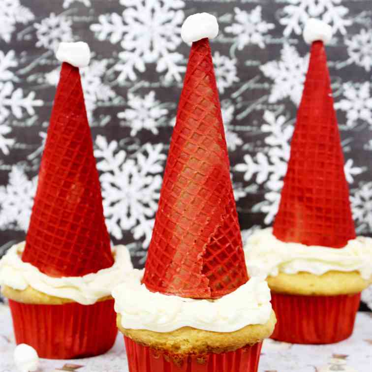 Santa Hat Cupcakes