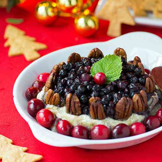 Wild Blueberry Pecan Baked Brie