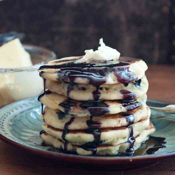Blueberry Pancakes with Blueberry Sauce