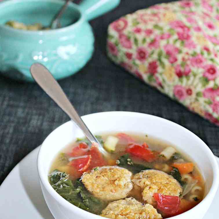 Tuscan Style white bean ball soup