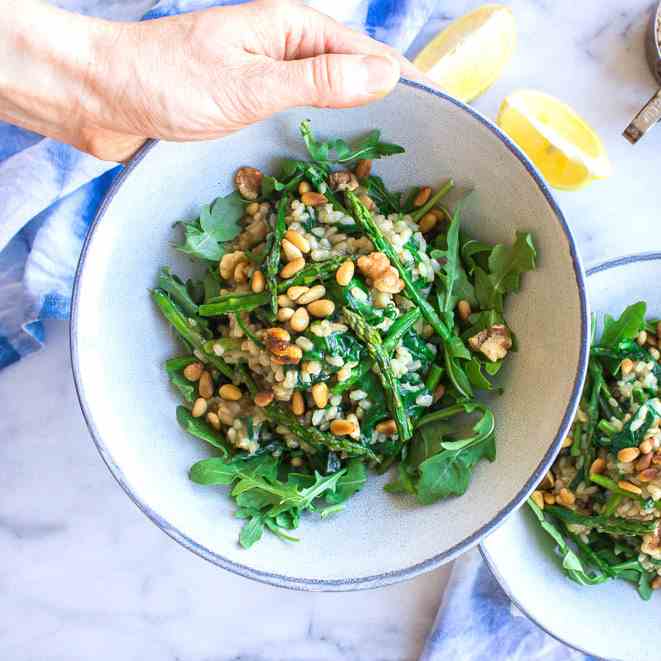 Asparagus, Spinach and Walnut Risotto