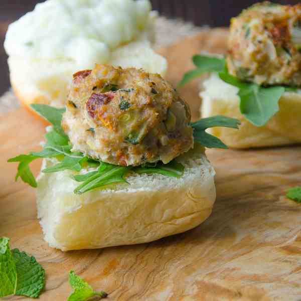 mediterranean turkey meatballs with tzatzi