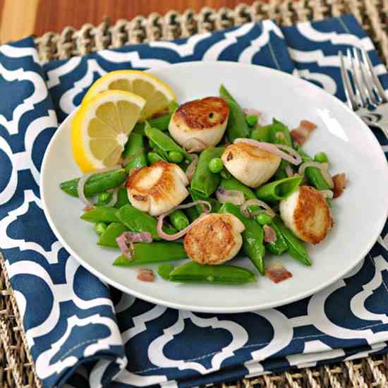 Seared Scallops with Snap Peas and Pancett