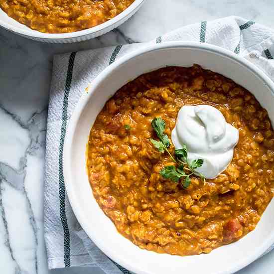 Golden Sweet Potato Lentil Soup