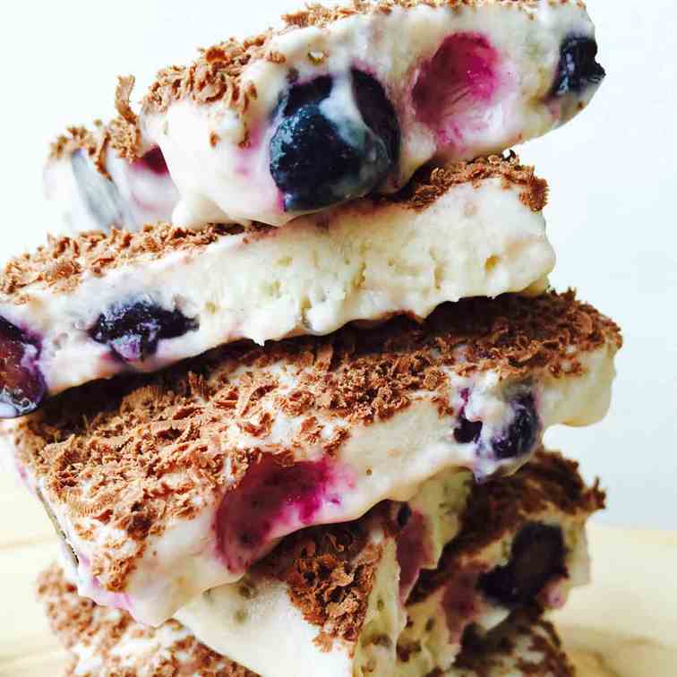Yogurt, flaxseeds and chocolate ice cream
