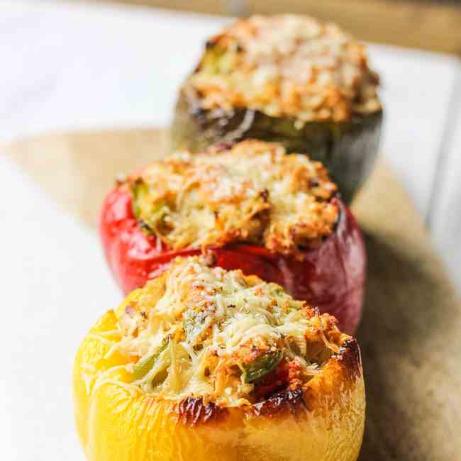 Thanksgiving Leftovers Stuffed Bell Pepper