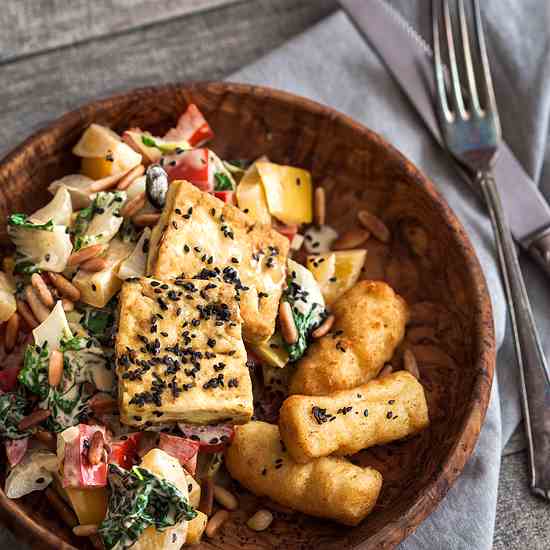 Tofu And Veggies With Mustard Sauce