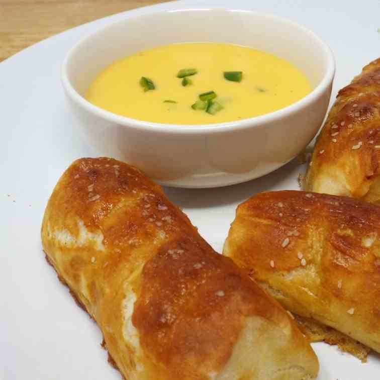 Pretzel Breadsticks with Serrano Cheddar D