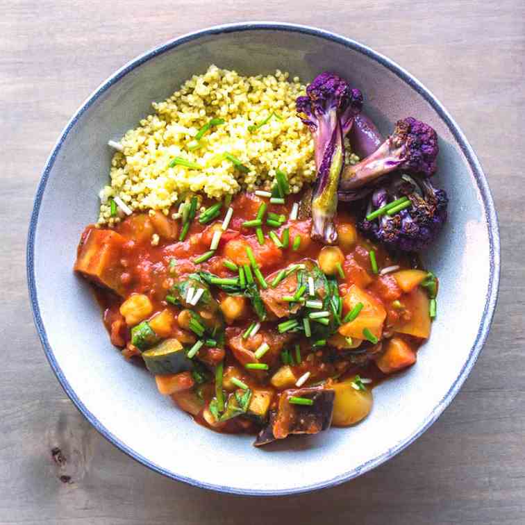 Easy Eggplant and Chickpea Stew (vegan - g