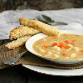 Chunky Veggie Soup w/Gruyere Cheese Toast