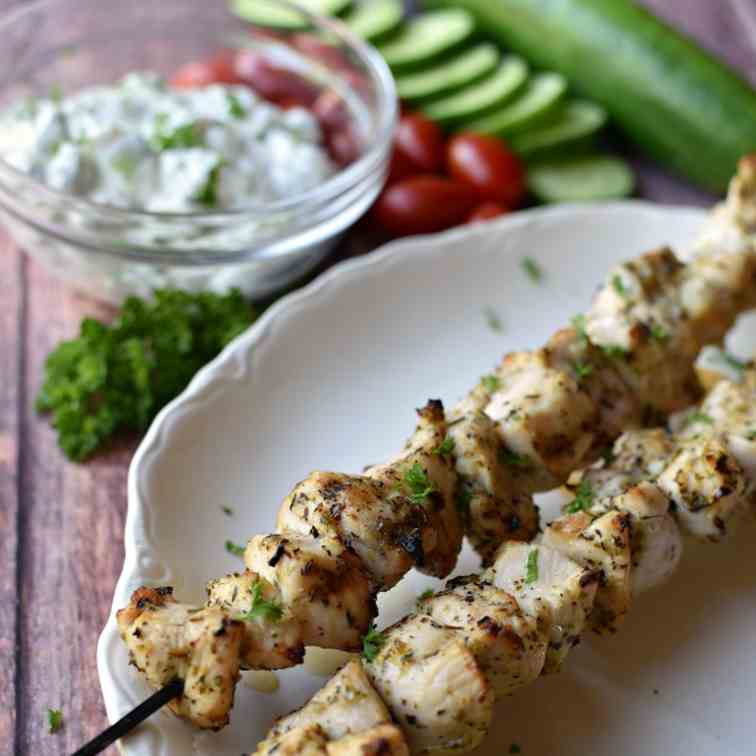 Grilled Greek Chicken Kebabs