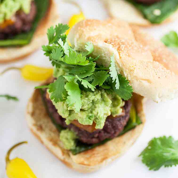 Guacamole and Roasted Poblano Burgers