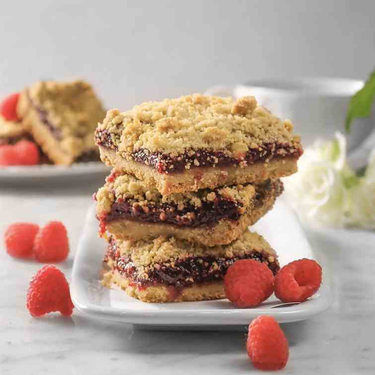 Buttery Raspberry Oatmeal Crumble Bars