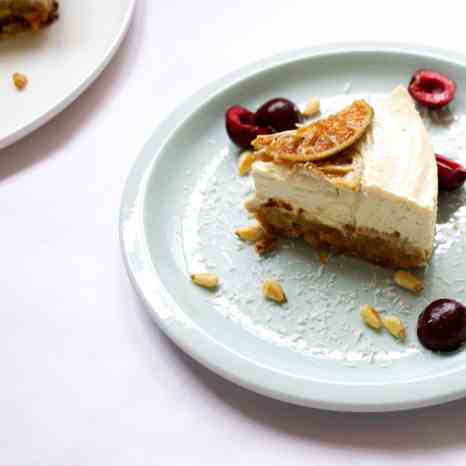 Coconut - lime half-baked cheesecake