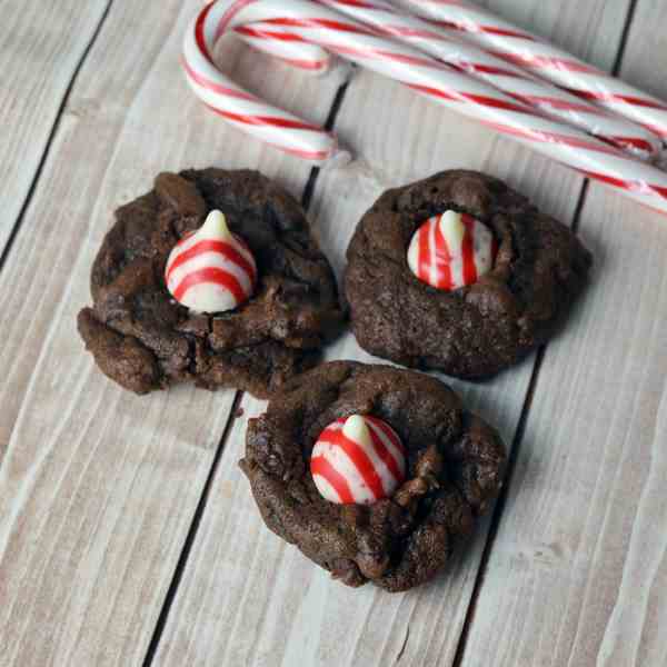 Chocolate Peppermint Kiss Cookies