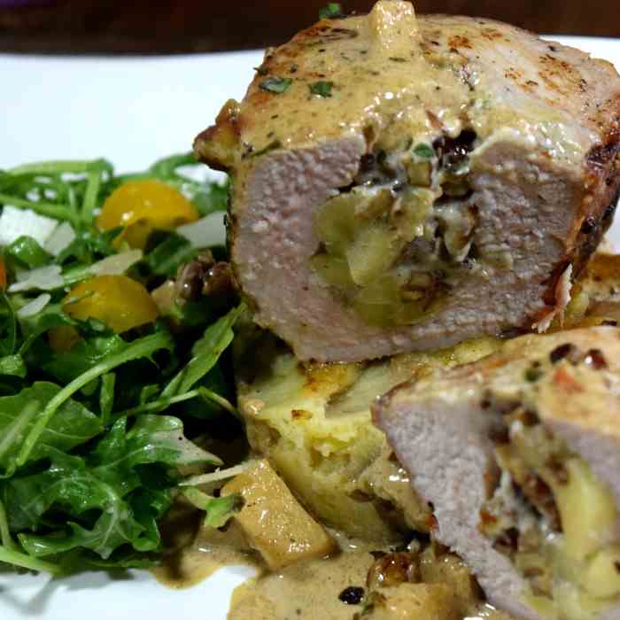 Apple Stuffed Pork Chops with Bleu Cheese 