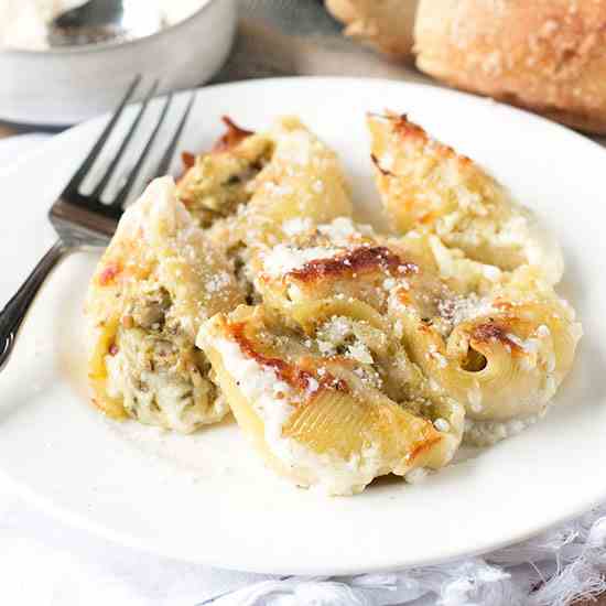 Chicken Avocado Pesto Stuffed Shells