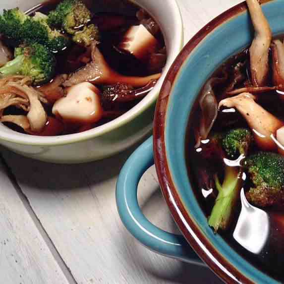 Tofu and oyster mushroom soup