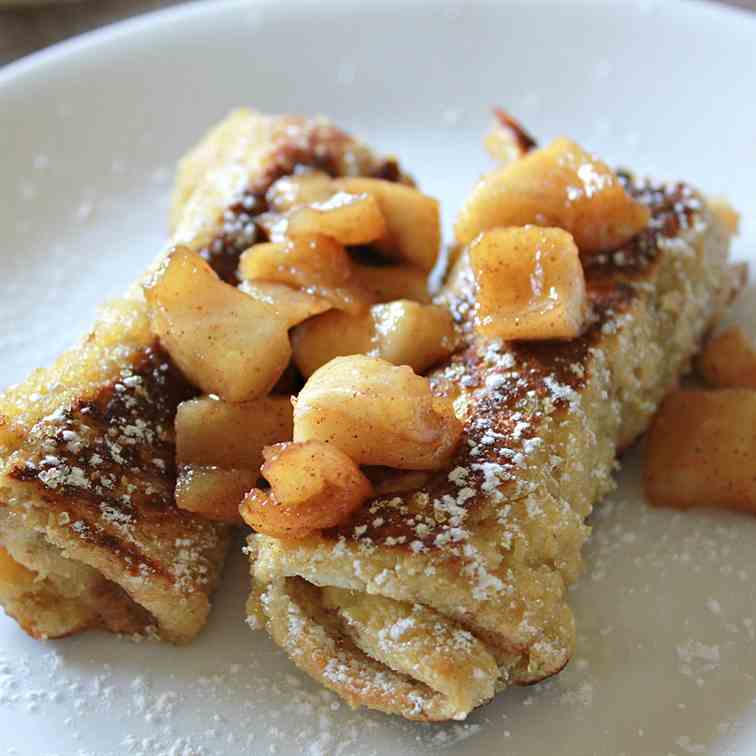 French Toast Roll Ups with Apple Compote