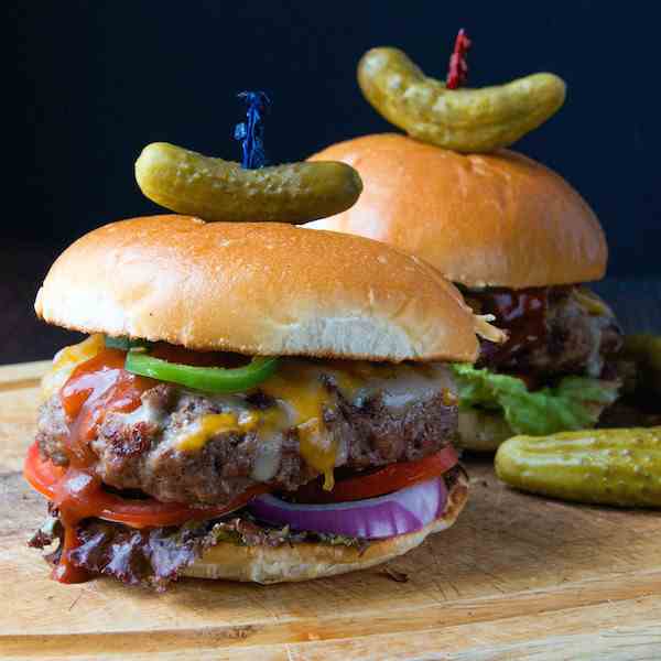 barbecue bacon cheeseburgers