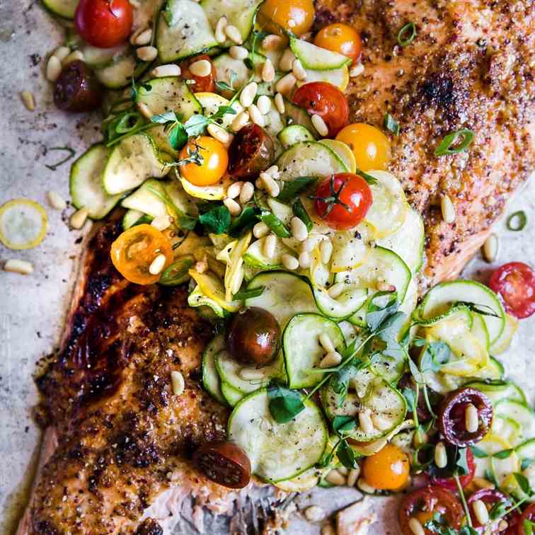 Honey Mustard Salmon with Summer Salad