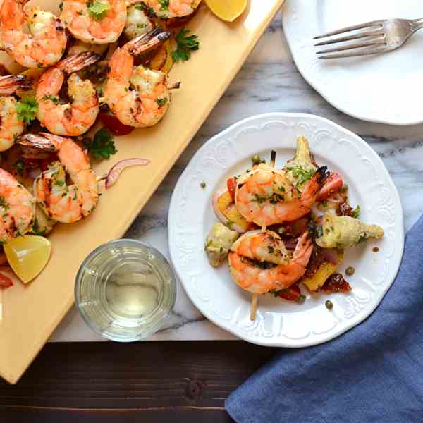 Italian grilled shrimp and polenta