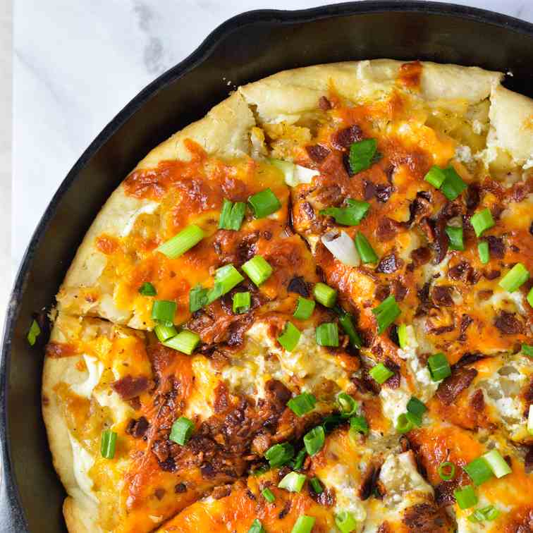 Cast Iron Spicy Perogy Pizza