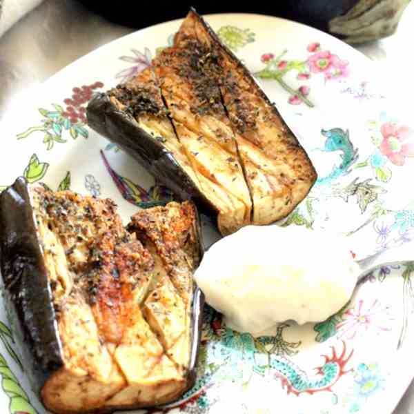 Eggplant with Creme Fraiche Dip