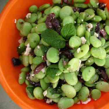 Lima bean salad with olives, feta and mint
