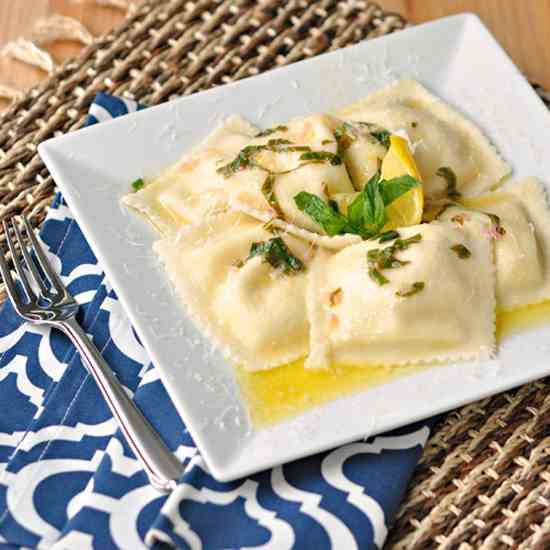 Cheese Ravioli with a Lemon Basil Butter S
