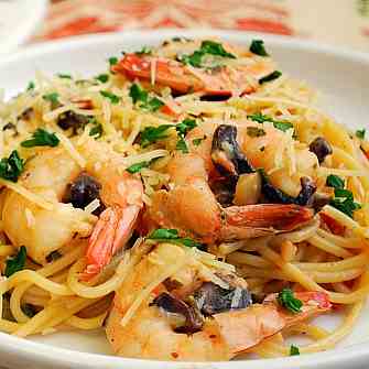Shrimp & Mushroom Spaghetti