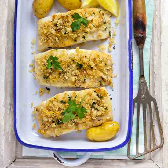 Parsley-lemon crusted cod