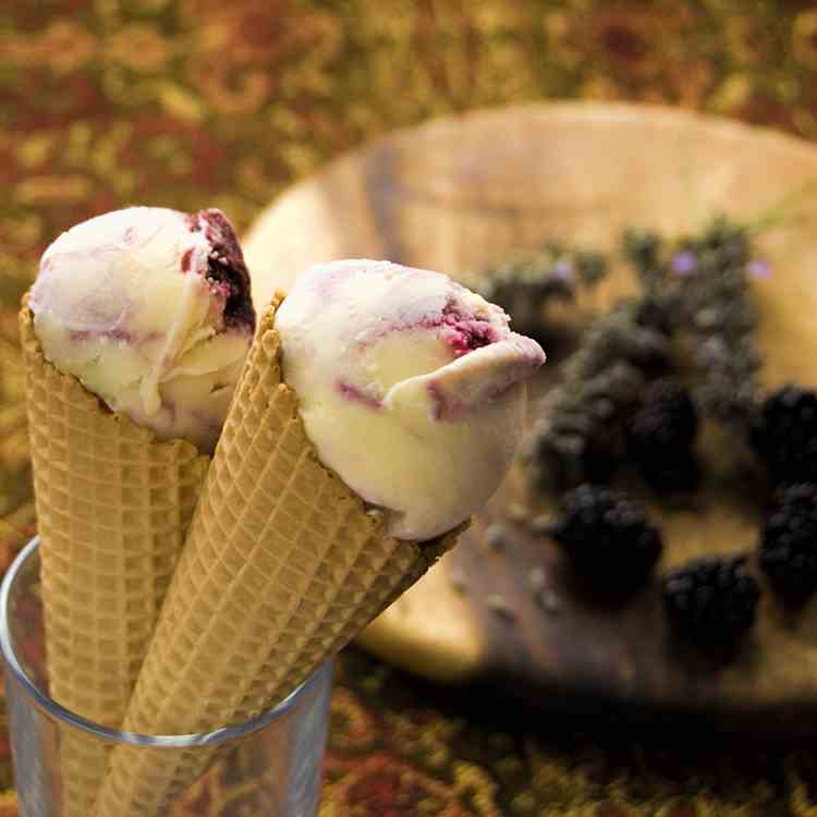 lavender and blackberry ripple ice cream