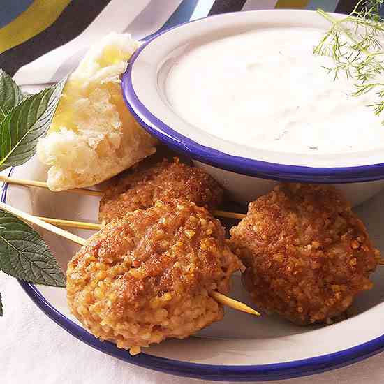 Moroccan Bulgur Meatballs with Mint and Yo