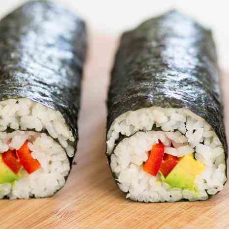 Vegan sushi and homemade pickled ginger