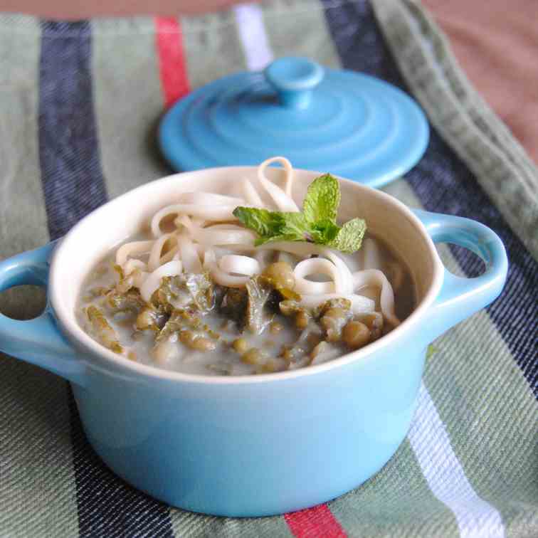 Mint & Coconut soup with mung beans