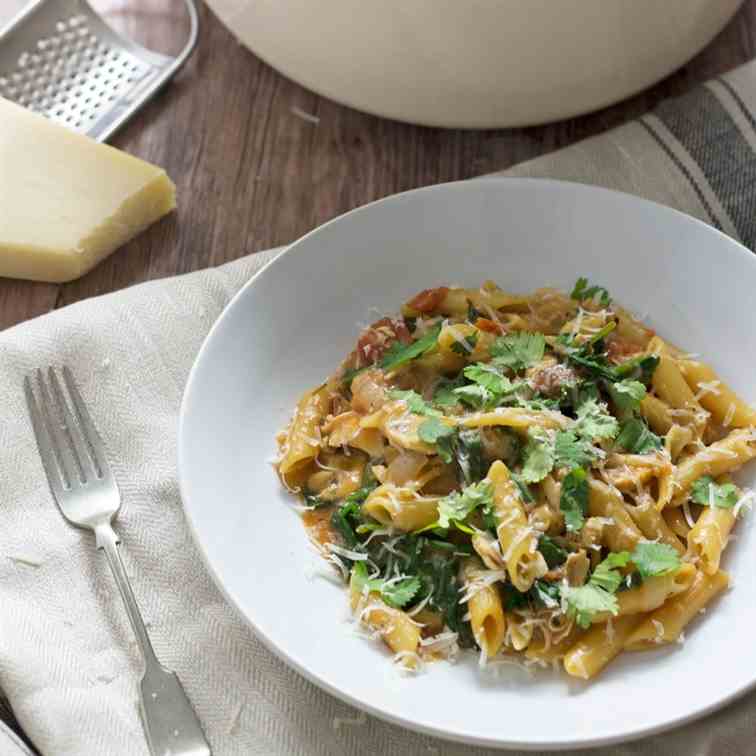 One Pot Pasta With Chicken - Spinach
