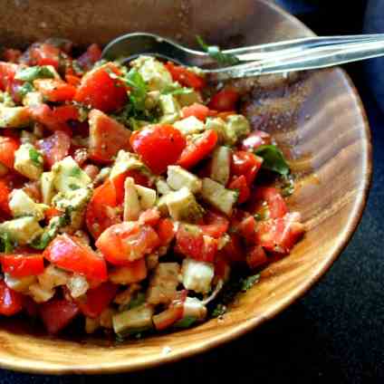 Tomato Salad with Pesto Sauce