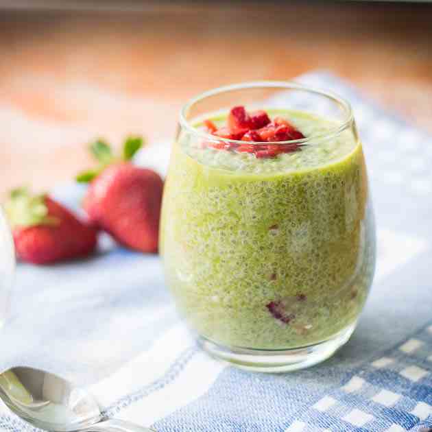 Strawberry Matcha Chia Pudding Recipe