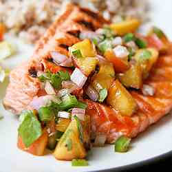 Salmon with Grilled Peach Salsa